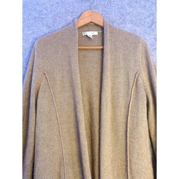 August Silk Cardigan, Tan And Gold Holiday Sweater, Women’s XL, Wool Blend - Picture 2 of 12